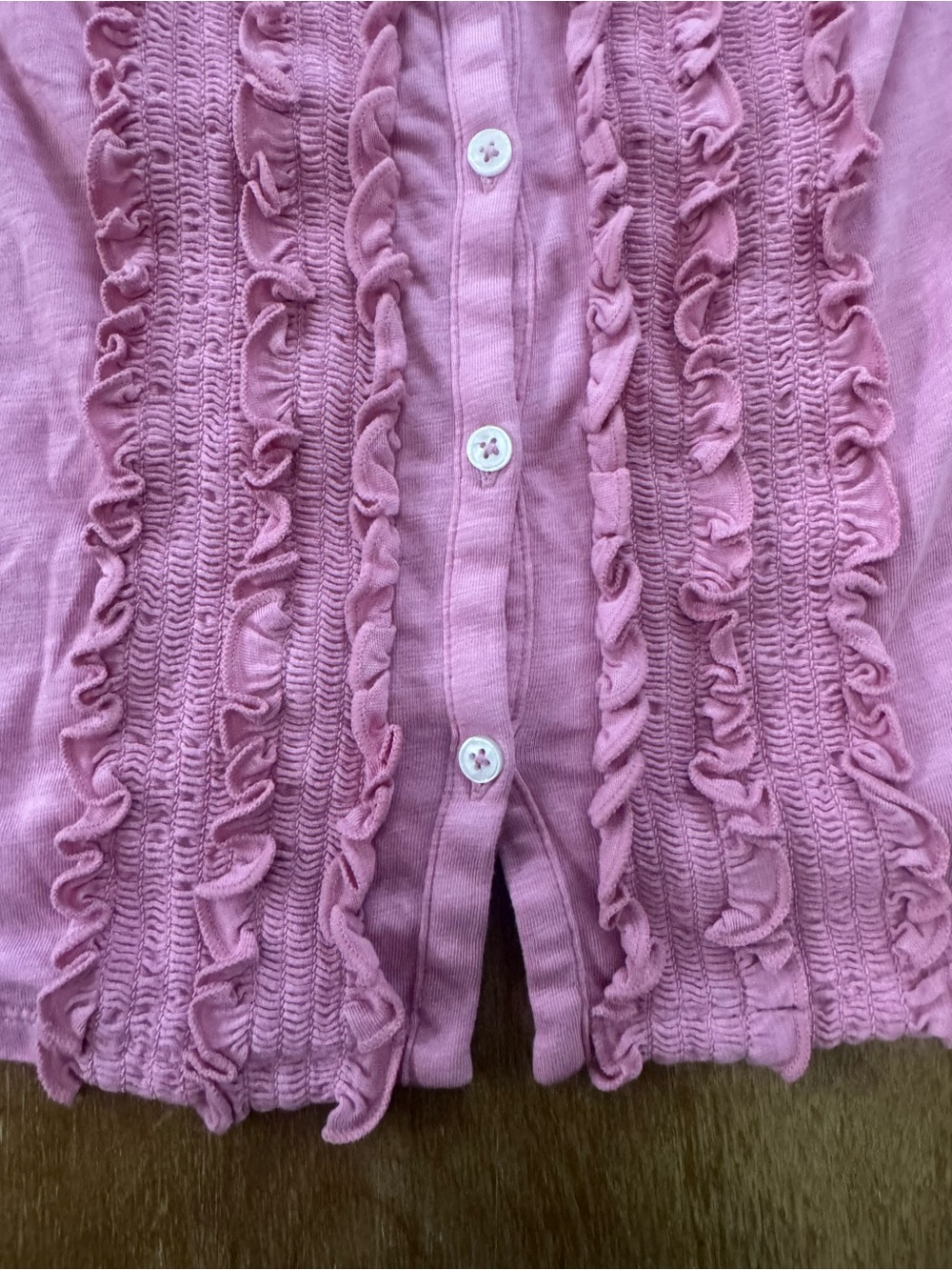 Boden Pink Ruffled Button-Front Blouse - Picture 3 of 7